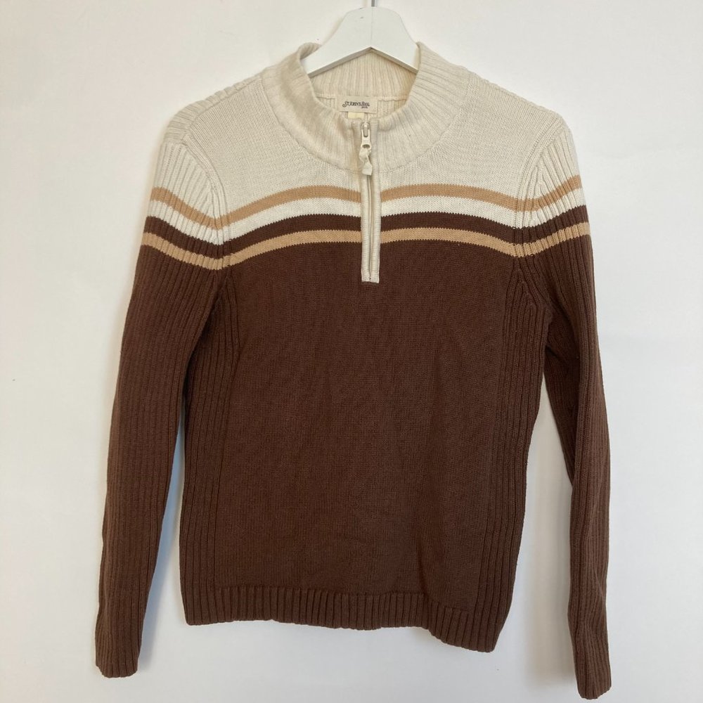 ST Johns Bay Womens Pullover Knitted Sweater Crew Neck Long Sleeves Size PetiteM